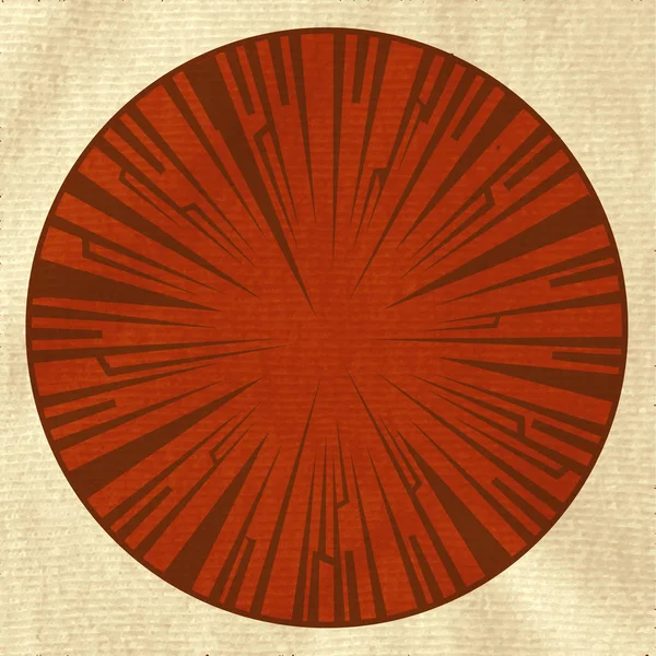 Textured Vintage Brown Crispy Paper Red Circular Border Tribal Design — Stock Vector
