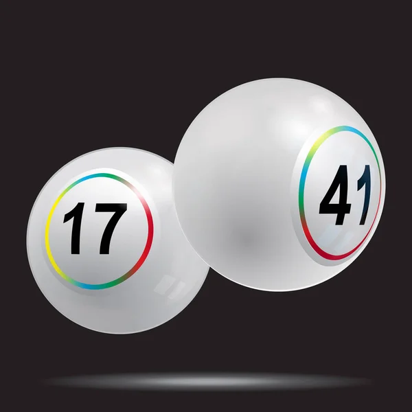 两个白色宾果彩票球的插图黑色背景彩虹环 — 图库矢量图片
