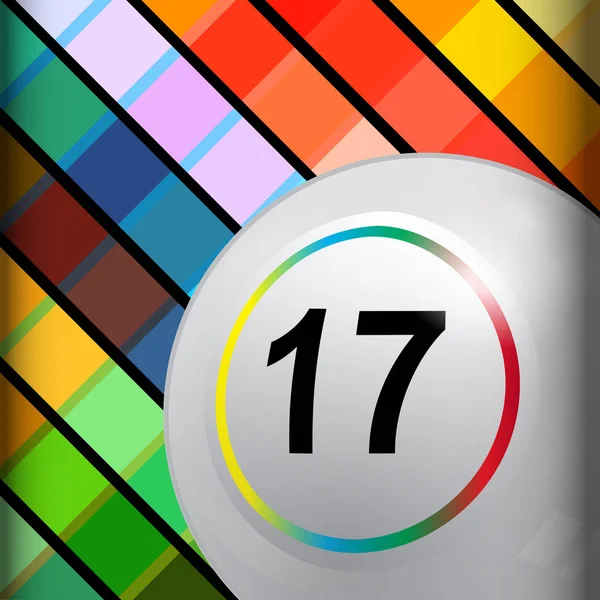 Illustrazione Bianco Bingo Lotto Lotteria Palla Angolo Uno Sfondo Multicolore — Vettoriale Stock