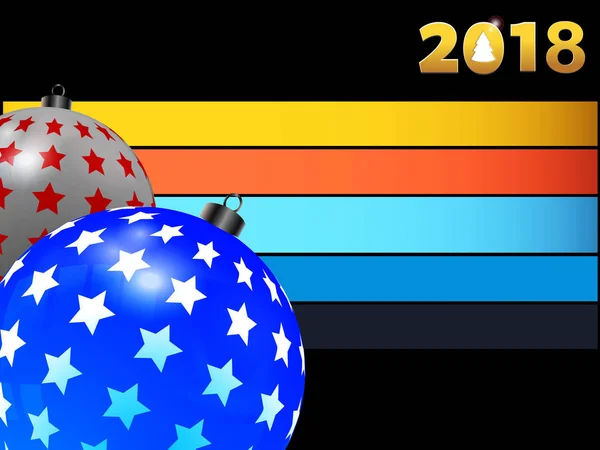 Illustratie Van Blauwe Witte Kerstballen Met Sterren Achtergrond Van Zwarte — Stockvector