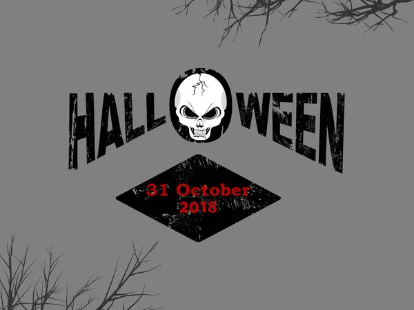 Fondo Halloween Con Texto Decorativo Árboles Del Cráneo Fecha Rojo — Archivo Imágenes Vectoriales