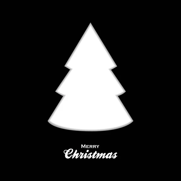 Weiße Silhouette Des Weihnachtsbaums Auf Schwarzem Hintergrund Mit Dekorativem Text — Stockvektor