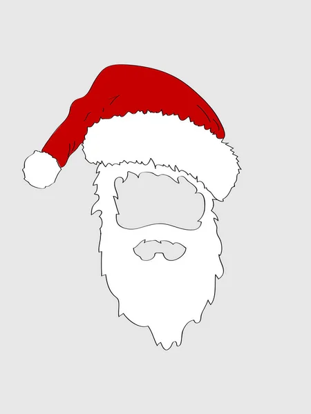 Hand Draw Cut Out Santa Hat White Beard — Stock Vector