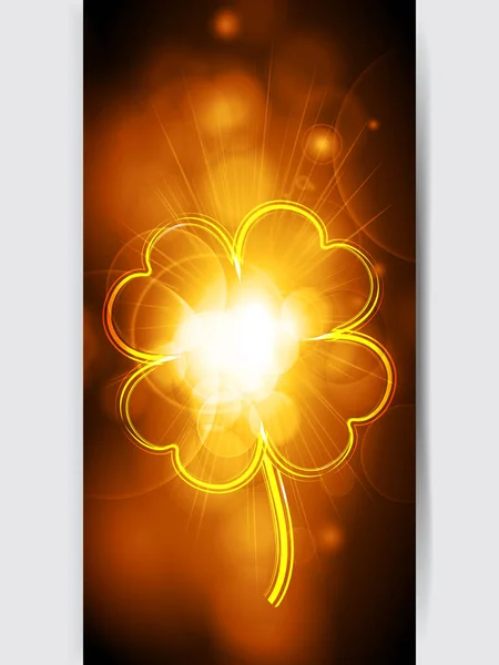 Painel Brilho Dourado Vertical Com Neon Fluorescente Shamrock Sorte Sobre — Vetor de Stock