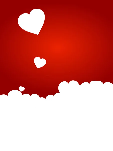 情人节复制空间红色背景与心脏剪影和飞行的心脏 — 图库矢量图片
