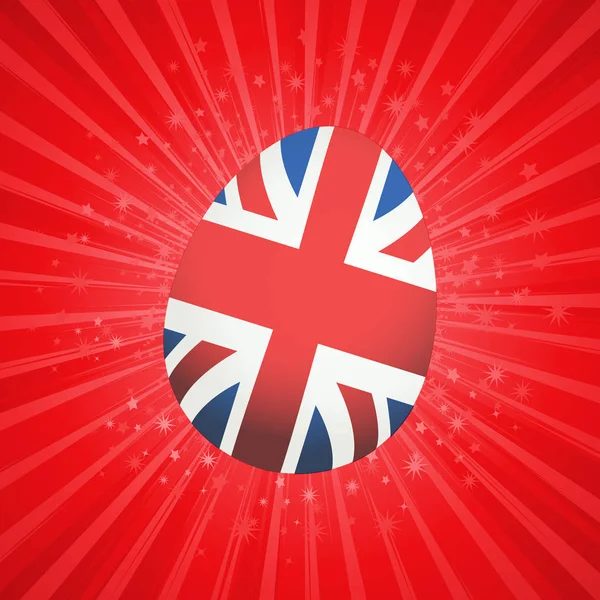 British Easter egg on red star burst — Stock Vector