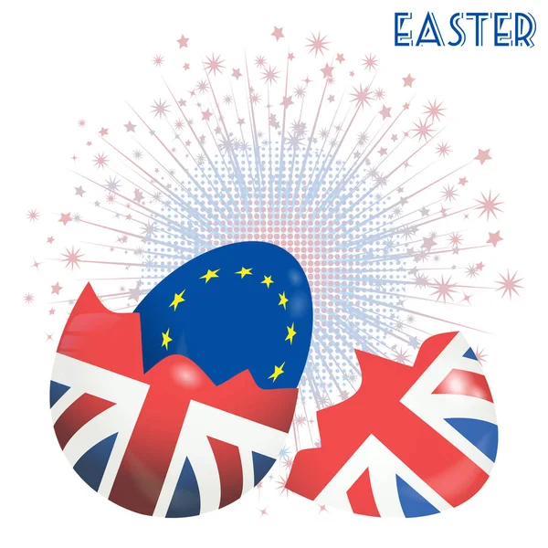 Brexit húsvéti tojás a star tört háttér — Stock Vector