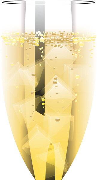 Drink with ice cubes close up