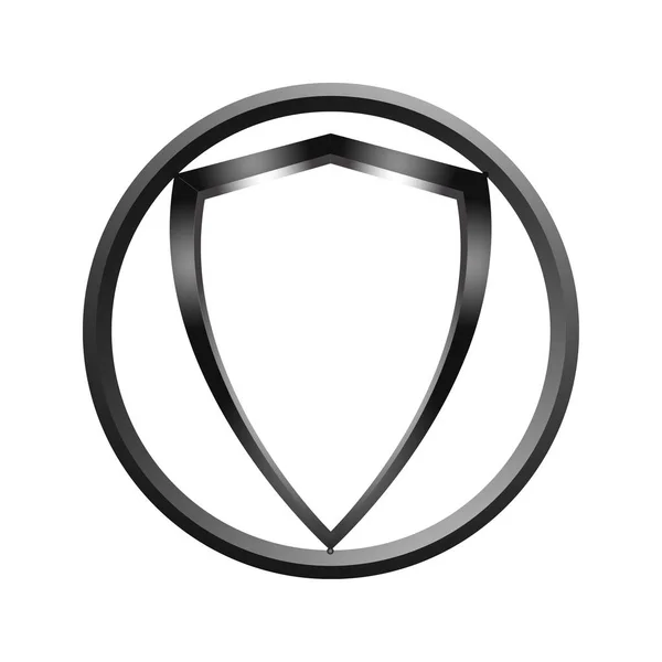 Metallic shield frame in metallic circle border — Stock Vector