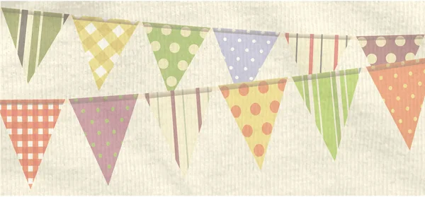 Vintage retro bunting en el panel de material desmenuzado — Vector de stock