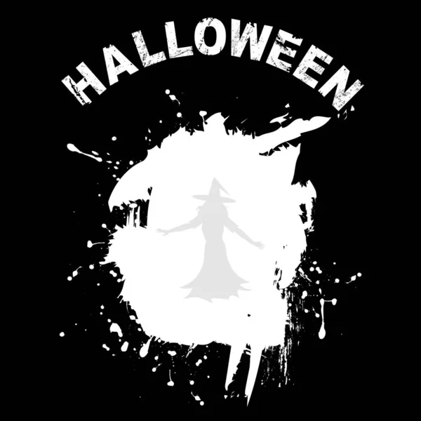 Halloween zwarte achtergrond met grunge en heks — Stockvector