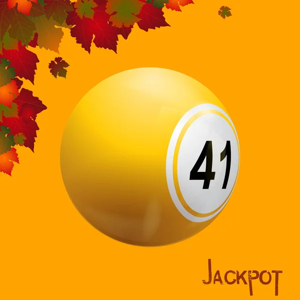 Autumn bingo lottery ball and leafs jackpot — Stock Vector