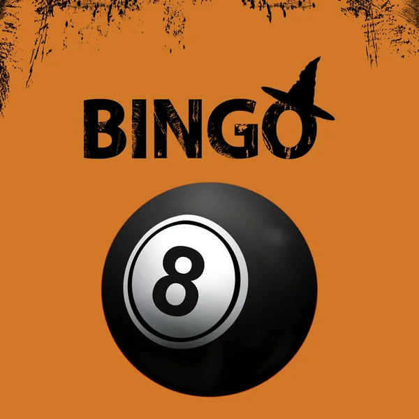 Bingo Halloween grunge fundo e bola preta —  Vetores de Stock