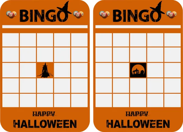 Tarjetas de bingo decoradas en blanco Halloween — Vector de stock