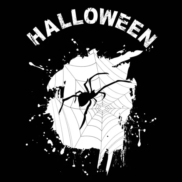 Halloween bakgrund med grunge och Spider Silhouette — Stock vektor