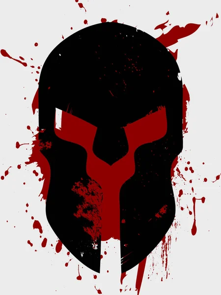 Grunge Abstract Black Spartan Helmet Silhouette White Red Grunge Background — стоковый вектор