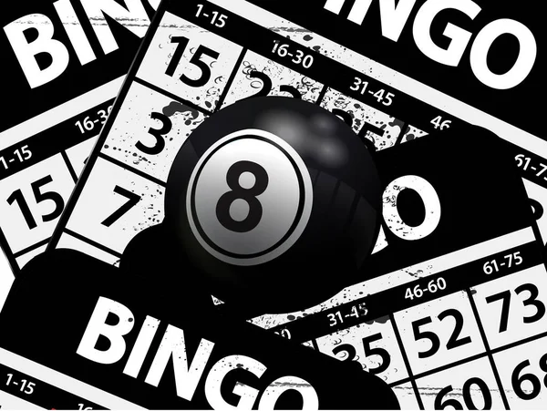 Απεικόνιση Ενός Αριθμού Μαύρη Μπίλια Bingo Φως Αντανακλάσεις Πάνω Από — Διανυσματικό Αρχείο