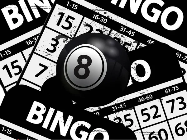 Illustrazione Una Palla Bingo Nera Numero Con Riflessi Chiari Sfondo — Vettoriale Stock