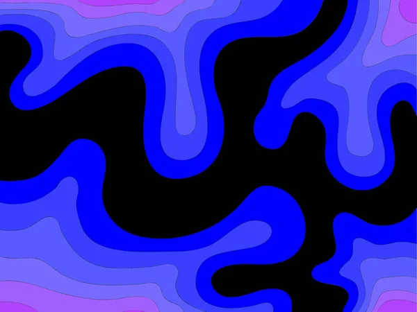 Fondo Paisaje Psicodélico Abstracto Azul Negro Púrpura Con Diseño Redondeado — Archivo Imágenes Vectoriales