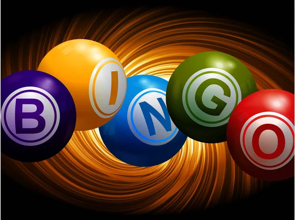 Инсталляция Bingo Balls Написанная Словом Bingo Над Абстрактным Желтым Цветочным — стоковый вектор