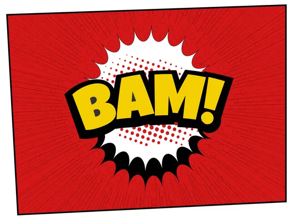 Word Bam Yellow Black Cartoons Comics Red Decorated Background Explosion — стоковый вектор