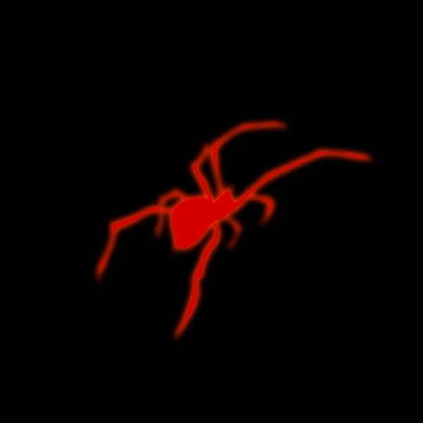 Espeluznante Miedo Espeluznante Rojo Brillante Araña Silueta Sobre Negro Cuadrado — Vector de stock