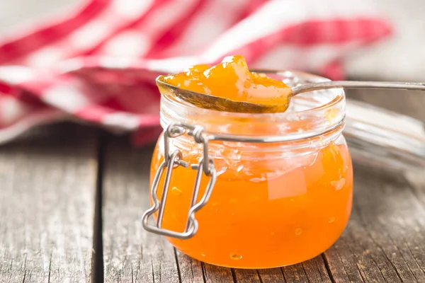 Apricot Jam Jelly Jar — Stock Photo, Image