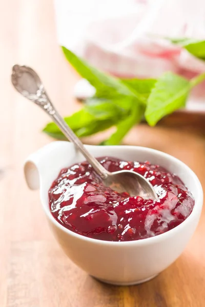 Gelée Confiture Framboise Dans Bol — Photo