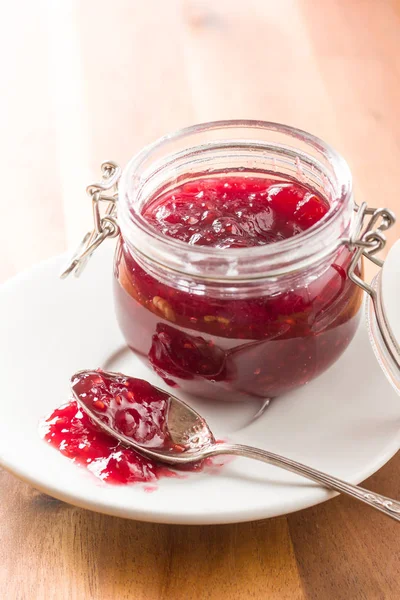 Raspberry Jam Jelly Jar — Stock Photo, Image