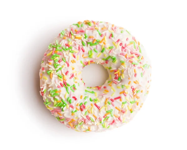 Sweet Beströdda Donut Isolerad Vit Bakgrund — Stockfoto