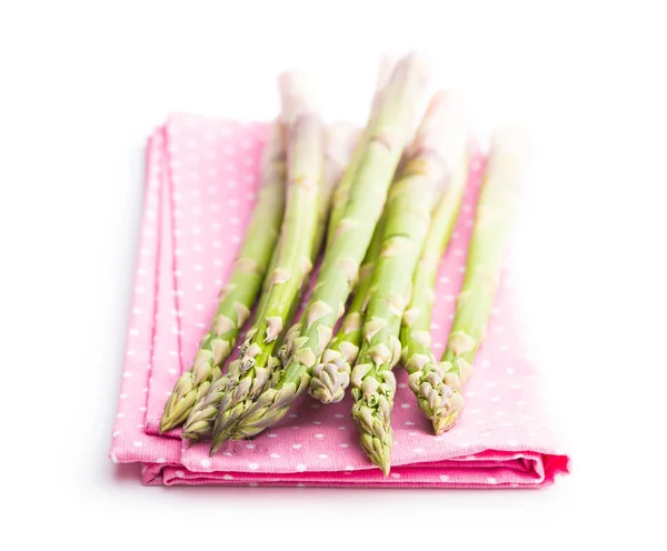 Fresh Green Asparagus Napkin Isolated White Background — Stock Photo, Image