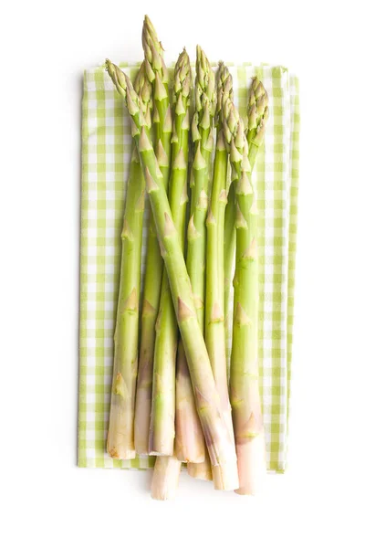 Fresh Green Asparagus Napkin Isolated White Background — Stock Photo, Image