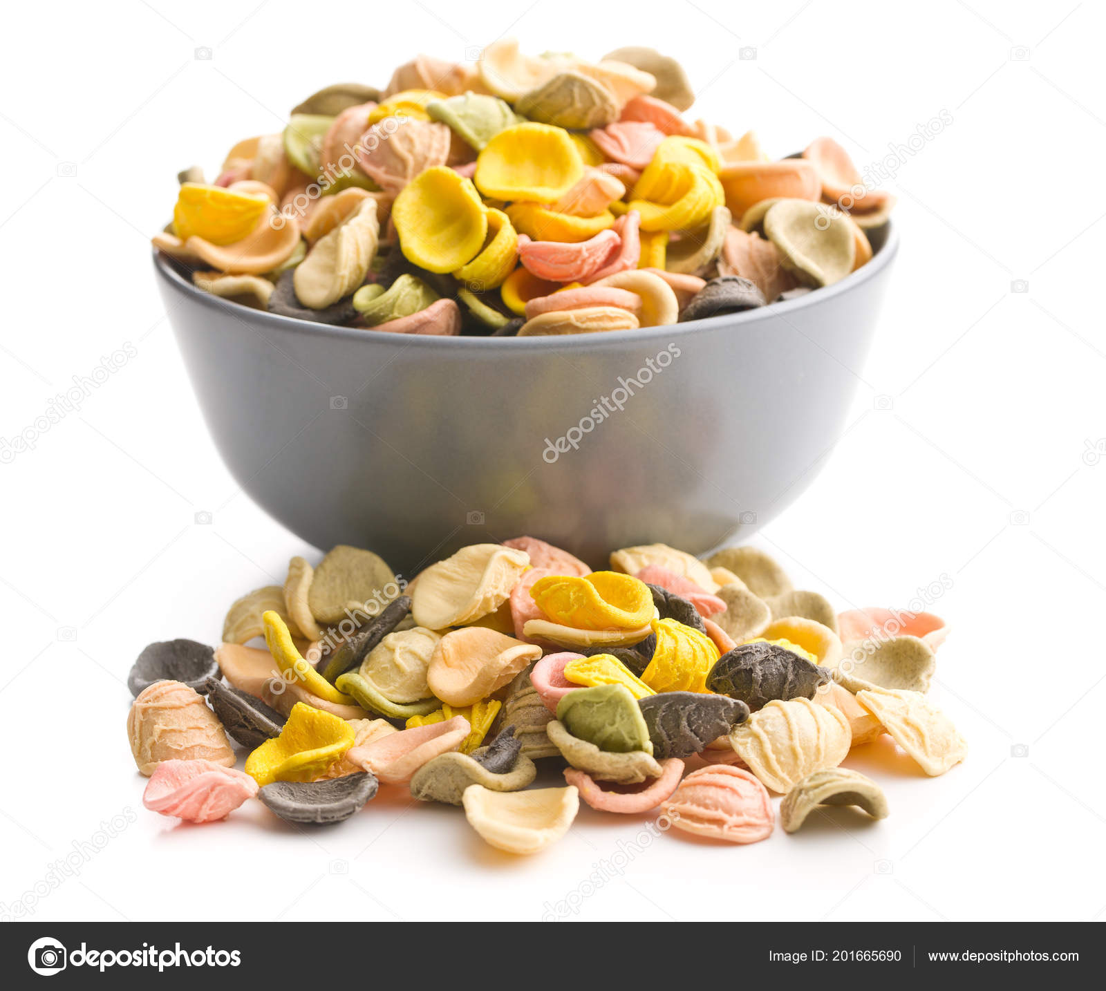 白い背景で隔離のボウルにパスタをイタリアの虹 ストック写真 C Jirkaejc