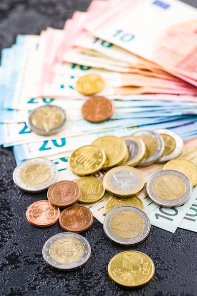 Euro Geld Munten Bankbiljetten Van Papier — Stockfoto