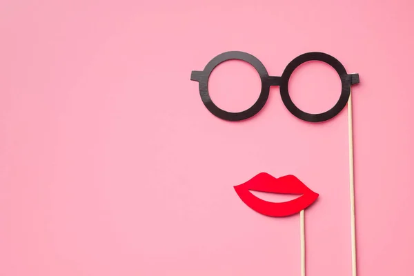 Fake Paper Glasses Lips Party Retro Mask — Stock Photo, Image