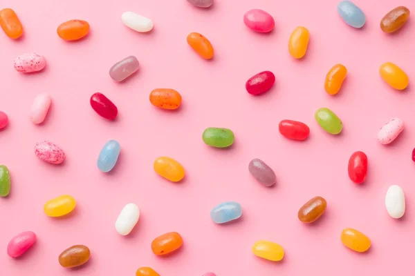 Sweet Jelly Beans Pink Background — Stock Photo, Image