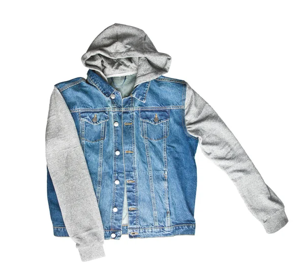 Jeans Vest Hoodie Isolated White Background — Stock Photo, Image