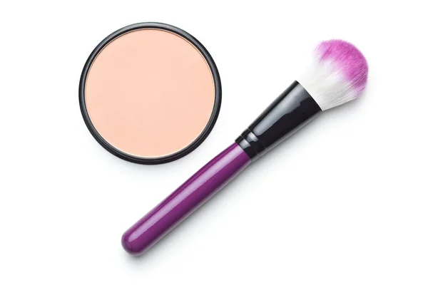 Face Powder Makeup Brush Isolated White Background — Stock Photo, Image