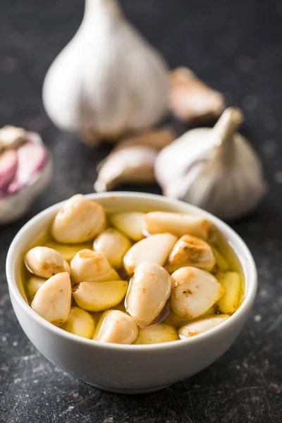 Marinated Garlic Pickled Garlic Bowl — Stock Photo, Image