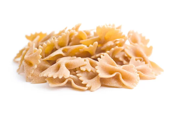 Makaron Farfalle Wholewheat Pyszne Włoskie Makarony Izolowana Białym Tle — Zdjęcie stockowe