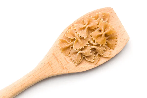 Wholewheat Farfalle Pasta God Italiensk Pasta Isolerad Vit Bakgrund — Stockfoto