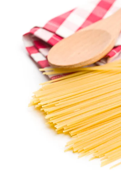 Okokt Spagetti Pasta Isolerad Vit Bakgrund — Stockfoto