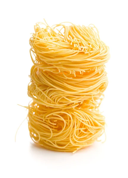 Italienische Pasta Tagliatelle Nest Isoliert Auf Weißem Hintergrund — Stockfoto