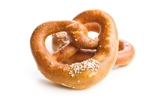 Soft Pretzel Solone Białym Tle — Zdjęcie stockowe