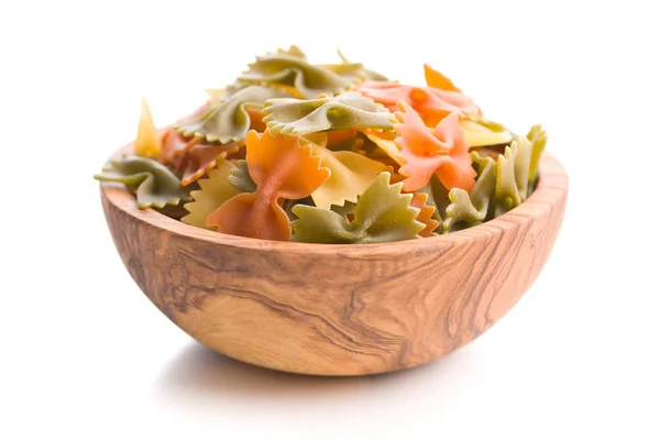 Farfalle Pasta Bunte Italienische Pasta Schüssel Isoliert Auf Weißem Hintergrund — Stockfoto