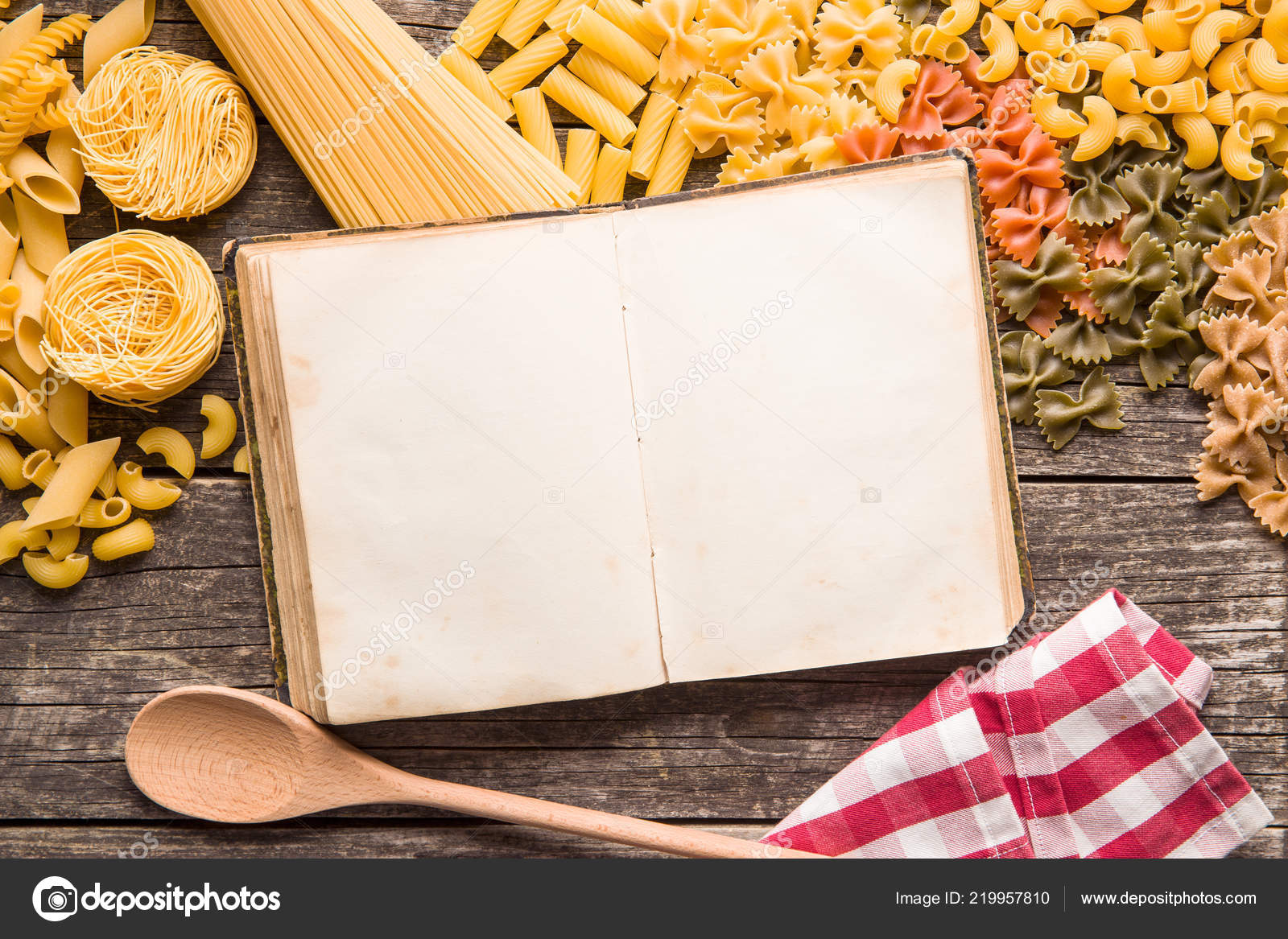 Vários Tipos Massas Italianas Livro Receitas Branco Vista Vários Tipos Massas Italianas Livro Receitas Branco Vista