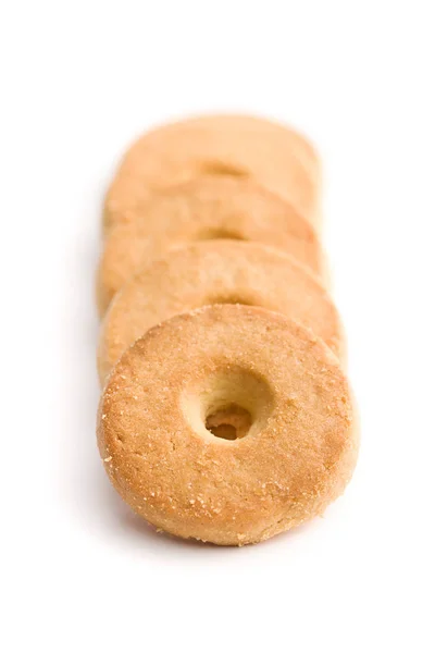 Γλυκιά Βουτυρώδη Μπισκότα Που Απομονώνονται Λευκό Φόντο — Φωτογραφία Αρχείου