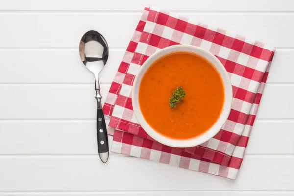 Zupa Gazpacho Zimno Misce — Zdjęcie stockowe