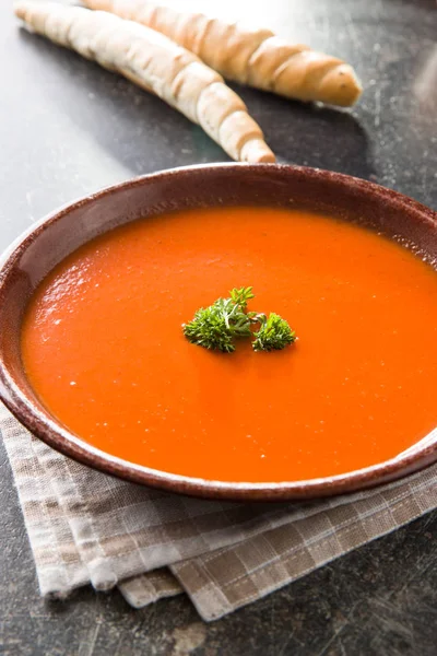 Kalte Gazpacho Suppe Teller — Stockfoto