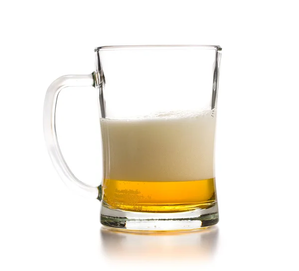 Glas Bier Geïsoleerd Witte Achtergrond — Stockfoto